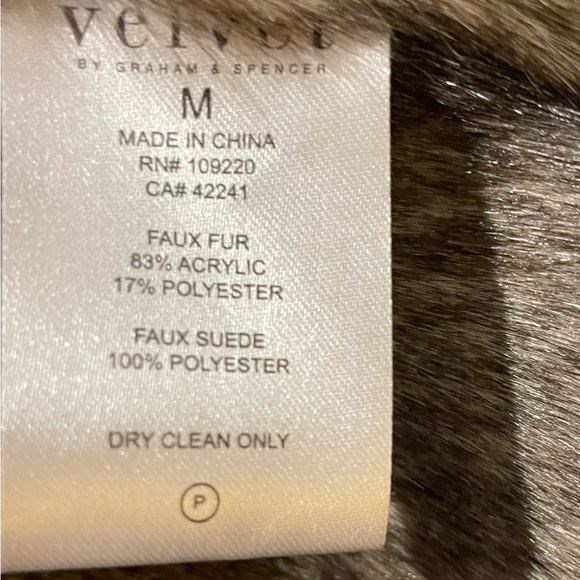 VELVET by Graham & Spencer Faux suede shearling jacket shawl collar tie front - Picture 5 of 5